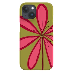 Flower Oversized Placement Phone Case | Abstract | Cover for iPhone 16 15 14 13 12 SE Max Pro - Samsung Galaxy S24 - Google Pixel 8 | Green