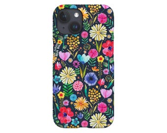 Colourful Flowers Spring Garden Phone Case - Watercolour Art by Ninola Design