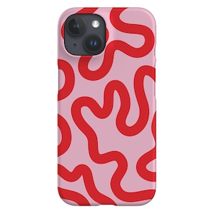 SWIRL Phone Case – Cute Y2K Swirl Lines iPhone Case – Pink Red Cover for iPhone XR 11 12 13 Pro Max SE 2 Samsung Galaxy S22 Google Pixel 6