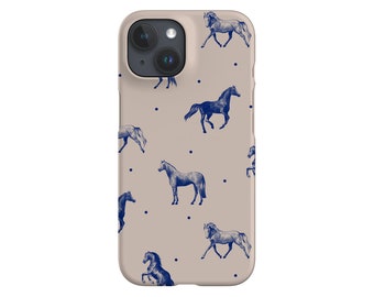 Dotty Horses Phone Case: Beige Blue Pony Farm Design