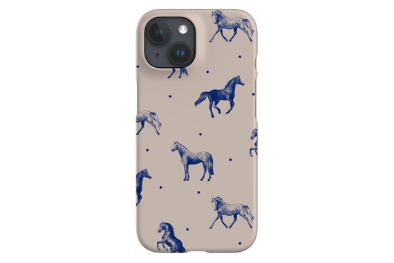 Dotty Horses Phone Case: Beige Blue Pony Farm Design