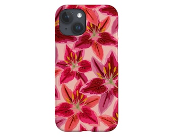 Lily Floral Phone Case: Colorful Abstract Flowers, Pink