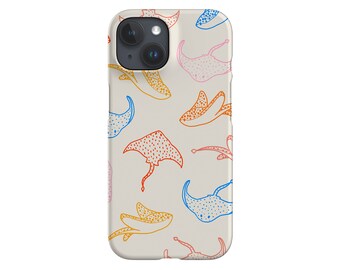 Stingray Line Art Phone Case: Bright Manta Ray Design