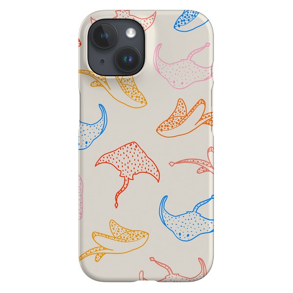 Stingray Line Art Phone Case: Bright Manta Ray Design