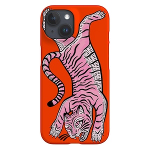 Tiger Phone Case | Cute Safari Wild Cat | Cover for iPhone 16 15 14 13 12 11 SE Max Pro - Samsung Galaxy S25 - Google Pixel 9 | Orange Pink