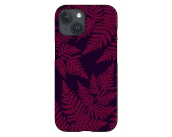 Fern Phone Case: Oversized Leaf Scatter Print; Plum