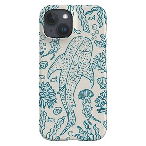 Coque de portable requin baleine et récif de corail | Océan Mer | Coque pour iPhone 16 15 14 13 12 11 SE Max Pro - Samsung Galaxy S24 - Google Pixel 8 | Beige