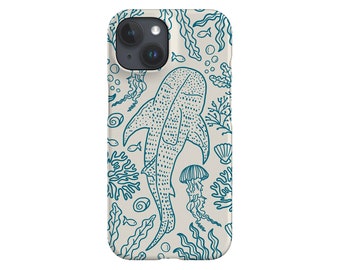 Whale Shark Coral Reef Phone Case | Ocean Sea | Cover for iPhone 16 15 14 13 12 11 SE Max Pro - Samsung Galaxy S24 - Google Pixel 8 | Beige