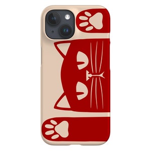 Playful Cat Phone Case: Bold Black Kitten; Off-White