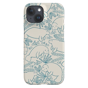 Manatee Korallenriff Handyhülle | Meer Ozean | Hülle für iPhone 16 15 14 13 12 11 SE Max Pro - Samsung Galaxy S24 - Google Pixel 8 | Beige Blau