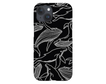 Humpback Whale Line Art Limited-Edition Phone Case | Sea Ocean Animal | Phone Case For iPhone 13 12 11 Samsung Galaxy, Google Pixel | Black