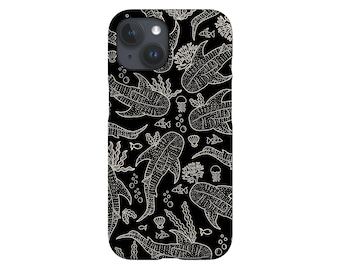 Whale Shark Scatter Coral Reef Phone Case: Black Sea Life Cover