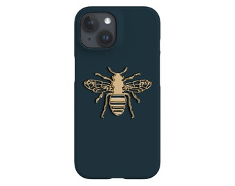 Large Bee Phone Case - Cover for iPhone 13 12 11 XS XR SE 8 Max Mini - Samsung Galaxy S21 S20 - Google Pixel 5 - Insect Bumble Honey - Green