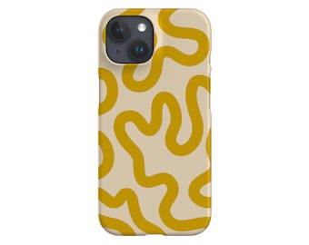 Y2K Swirl Lines Phone Case: Yellow Abstract Cover; iPhone, Samsung, Google Pixel