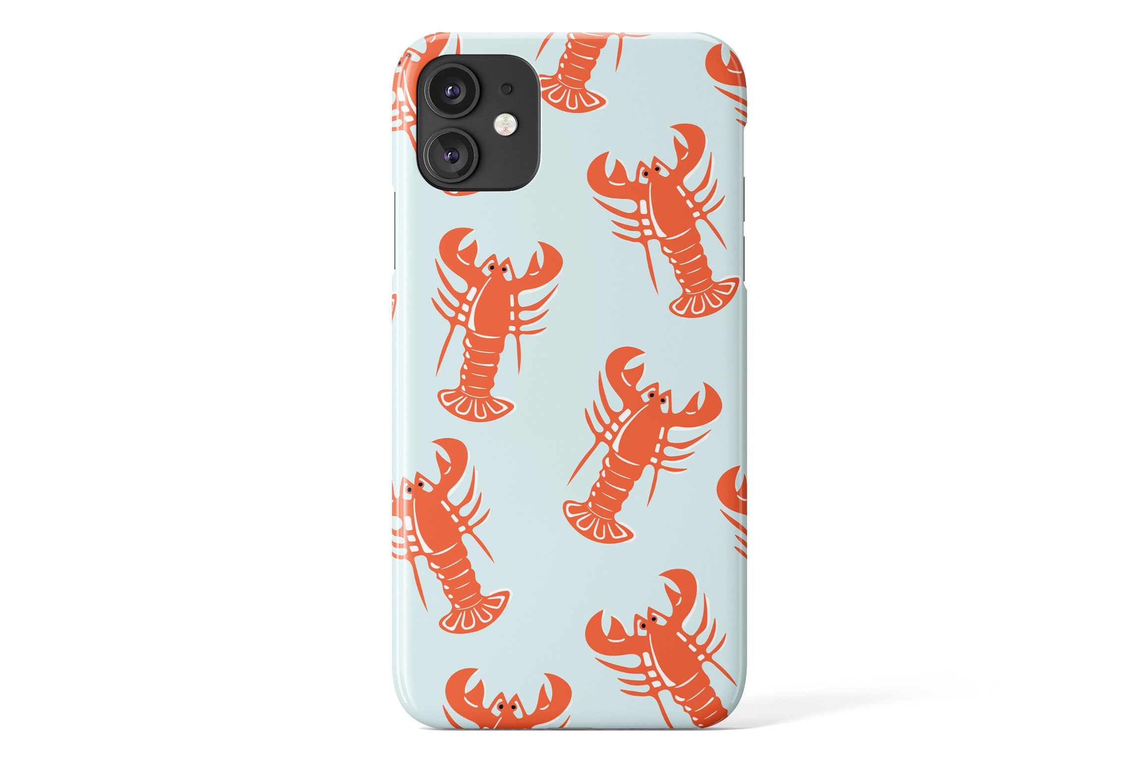 lobsters - ink and watercolor - red on pink iPhone Wallet for