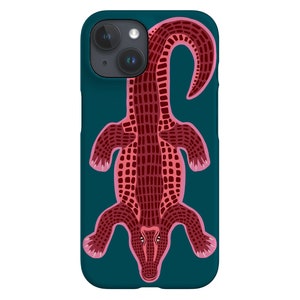 Bunte Krokodil Handyhülle | Niedliches Reptil | Hülle für iPhone 15 14 13 12 11 SE Max Pro - Samsung Galaxy S24 - Google Pixel 8 | Türkis