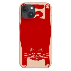 Red Cat Art Phone Case: Off-White Pet Kitten Cover