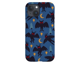 Mothman Forest Limited-Edition Phone Case | Folklore Cute Cryptid Moon | Phone Case For iPhone 15 14 13 Samsung Galaxy Google Pixel | Blue