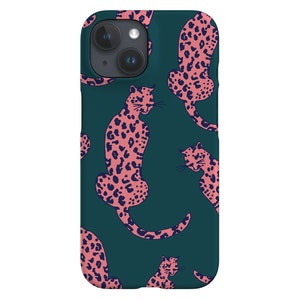 Leopard Handyhülle | Ästhetisches Tier Wilde Katze | Hülle für iPhone 16 15 14 13 12 11 SE Max Pro - Samsung Galaxy S24 - Google Pixel 8 | Grün