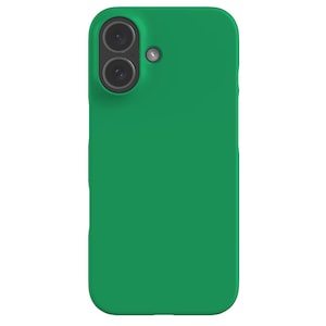 Op de afbeelding: Een effen groene telefoonhoes met een uitsparing voor een camera met dubbele lens. De hoes heeft een levendige groene tint en een gladde, matte afwerking. De hoes is ontworpen om de telefoon te beschermen tegen krassen en beschadigingen.