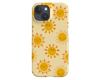 Cute Sun Phone Case | Kawaii Summer Sunrise | Cover for iPhone 16 15 14 13 12 11 SE Max Pro - Samsung Galaxy S24 - Google Pixel 8 | Yellow
