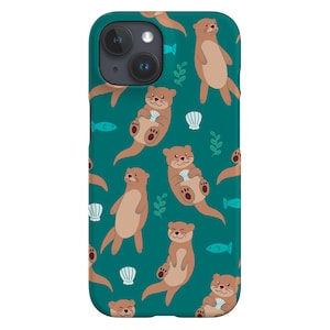 Cute Sea Otter Limited-Edition Unique Phone Case | Kawaii Animal | Phone Case For iPhone 13 12 11, Samsung Galaxy, Google Pixel | Teal Green