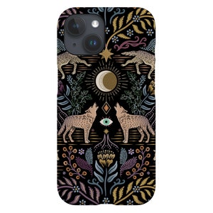 Mystical Grey Wolves by Misentangledvision Phone Case | Wolf Moon Plants iPhone 16 15 14 Samsung Galaxy Google Pixel Case By Harper & Blake