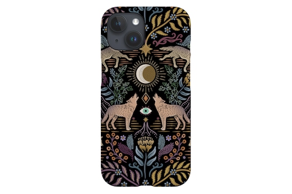 Mystical Grey Wolves Phone Case: Design by Misentangled Vision; Magic Wolf Moon