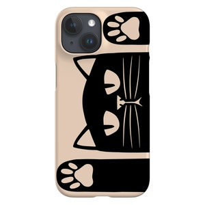 Playful Cat Phone Case: Bold Black Kitten; Black & White