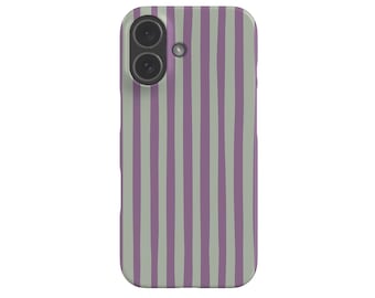 Soft Line Mint & Purple Phone Case: Minimalist Stripe iPhone, Galaxy, Pixel