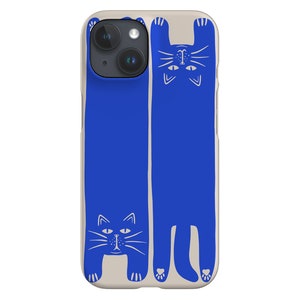Telefoonhoesje met twee katten | Zwarte schattige kittens | Cover voor iPhone 16 15 14 13 12 SE Max Pro - Samsung Galaxy S24 - Google Pixel 8 | Gebroken wit