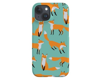 Foxes Phone Case | Kawaii Forest Animal, Mint Green