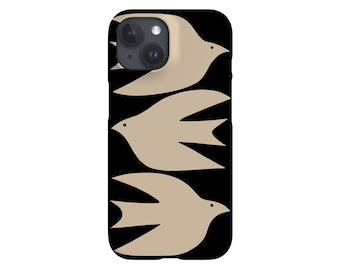 Abstract Bird Phone Case: Bohemian Black Cover