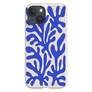 Étui pour portable Matisse avec récif de corail | Abstrait océan | Coque pour iPhone 16 15 14 13 SE Max Pro - Samsung Galaxy S24 - Google Pixel 8 | Bleu beige