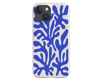 Matisse Coral Reef, une coque de portable en édition limitée | Formes abstraites de l'océan | Coque de portable pour iPhone 14 13 Samsung Galaxy Google Pixel | Bleu beige