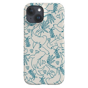 Hammerhai Korallenriff Handyhülle | Ozean | Hülle für iPhone 16 15 14 13 12 Max Pro - Samsung Galaxy S24 - Google Pixel 8 | Beige Blau