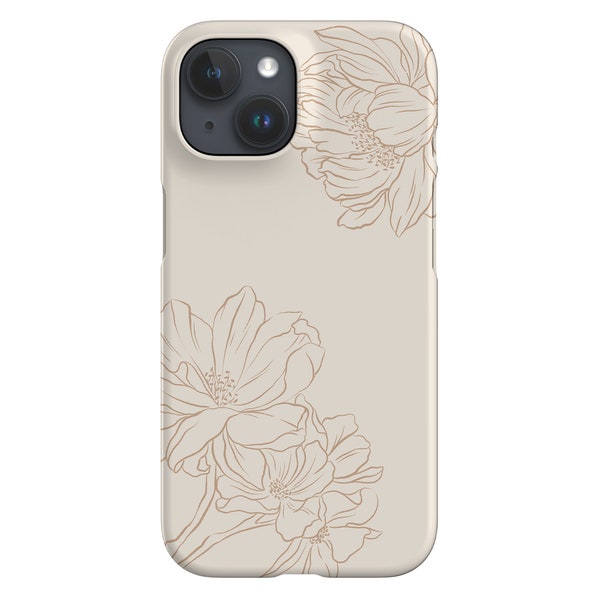 Peonies Line Art Flower Limited-Edition Phone Case | Peony Floral Flower| Phone Case For iPhone 13 12, Samsung Galaxy, Google Pixel | Beige