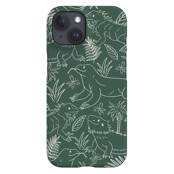 Reptile Dragon Plants Limited-Edition Phone Case | Iguana Komodo Lizard | Phone Case For iPhone 13 12 11 Samsung Galaxy Google Pixel | Khaki