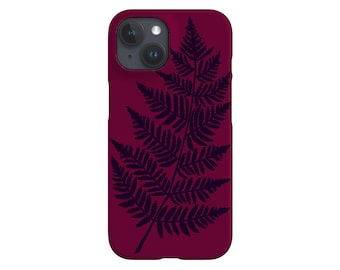 Placement Fern Bold Phone Case | Plant Leaf | Cover for iPhone 16 15 14 13 12 11 SE Max Pro - Samsung Galaxy S24 - Google Pixel 8 | Burgundy