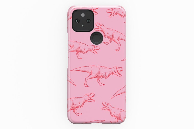 Dinosaur Limited-Edition Unique Phone Case | Cute Dino T-Rex | Gifts for Her & Him | Phone Case For Google Pixel 6, 5, 4a, 4 XL | Pink Red 