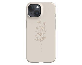 Moderne minimalistische Blumen-Limited-Edition Phone Case | Wildblumen Blumen | Handytasche für iPhone 13 12 11 Samsung Galaxy Google Pixel | Beige