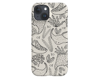Stingray Plants Phone Case: Ocean Reef Art; White