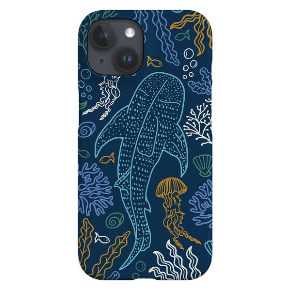 Whale Shark Coral Reef Limited-Edition Phone Case | Ocean Sea Jellyfish | Phone Case For iPhone 14 13 12 Samsung Galaxy Google Pixel | Navy