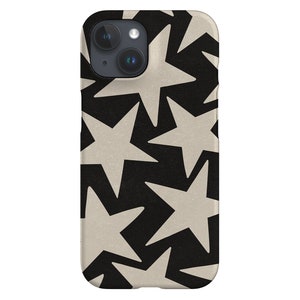coque de portable vintage avec grandes étoiles | Espace rétro de l'an 2000 | Coque pour iPhone 16 15 14 13 12 SE Max Pro - Samsung Galaxy S24 - Google Pixel 8 | Noir