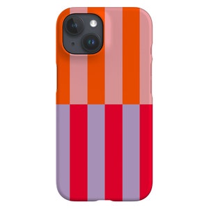 Verschobene Streifen Handyhülle | Abstrakter Farbblock | Hülle für iPhone 16 15 14 13 12 SE Max Pro - Samsung Galaxy S24 - Google Pixel 8 | Rot