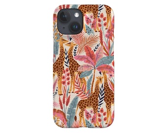 Giraffe Phone Case: Pink Safari Jungle Print by Maria Galybina