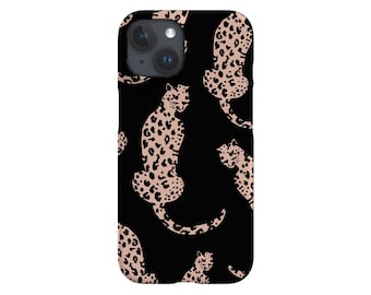 Leopard Handyhülle - Hülle für iPhone 13 12 11 XS XR SE 8 7 Max Mini - Samsung Galaxy S21 - Google Pixel 5 - Ästhetisches Tier Katzen - Schwarz