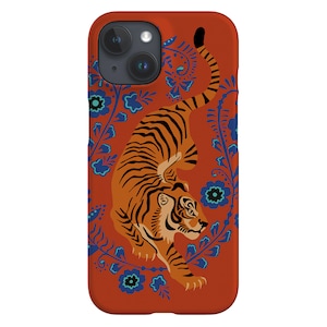 Floral Tiger Phone Case | Flower Wild Cat | Cover for iPhone 16 15 14 13 12 SE Max Pro - Samsung Galaxy S24 - Google Pixel 8 | Rust Orange