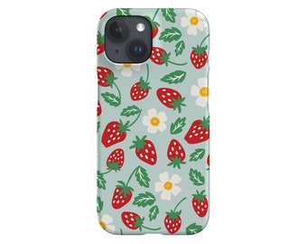 Strawberry Love by Helen Bowler Phone Case | Green Cute Fruit Daisy iPhone 14 13 12 Samsung Galaxy Google Pixel Case By Harper & Blake