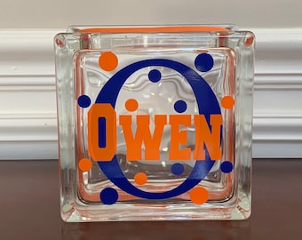Boys Customized/Personalized Glass Block Money Bank/Piggy Bank (6-inch)